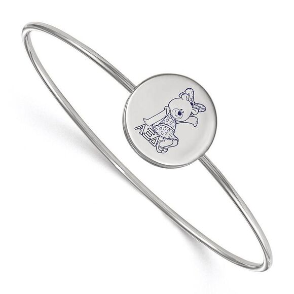 Sterling Silver Alpha Xi Delta Enamel Bear Bangle - 7 in. - Picture 1 of 3